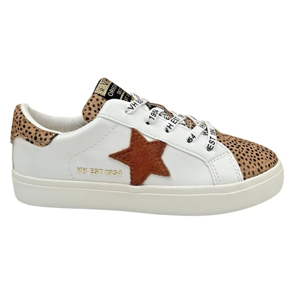 Vintage Havana Youth Girls Ninaley Leopard Leather Sneakers Size 2.5 White Brown